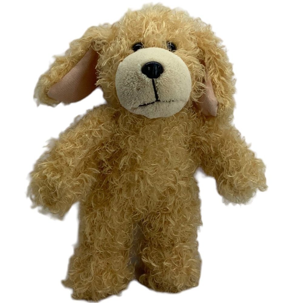 Dan Dee Curly Haired Fur Puppy Dog Ears Stuffed Animal Plush Toy‎ 11 Inch Brown